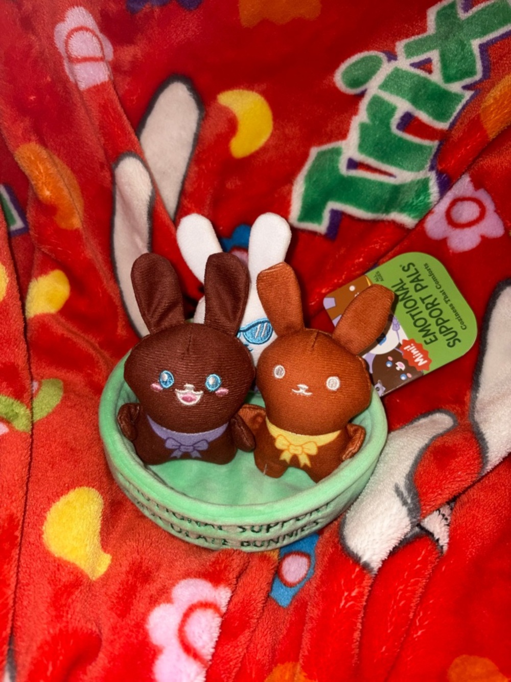 Emotional support Easter bunnies brown white soft plush set NEW QUICK SHIP